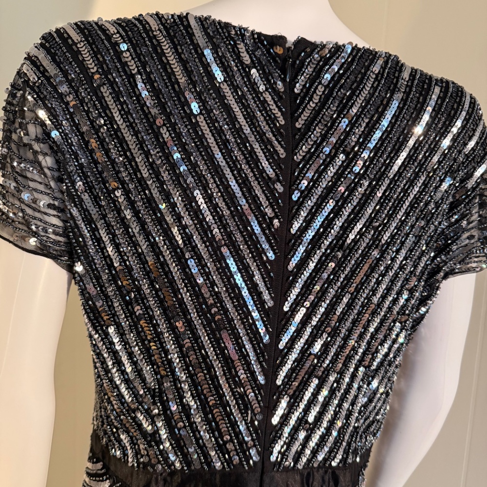 Adrianna Papell, 12, EUC, Sequins, Formal, Evening, V Neck, Flutter Sleeve Gown - Picture 4 of 8